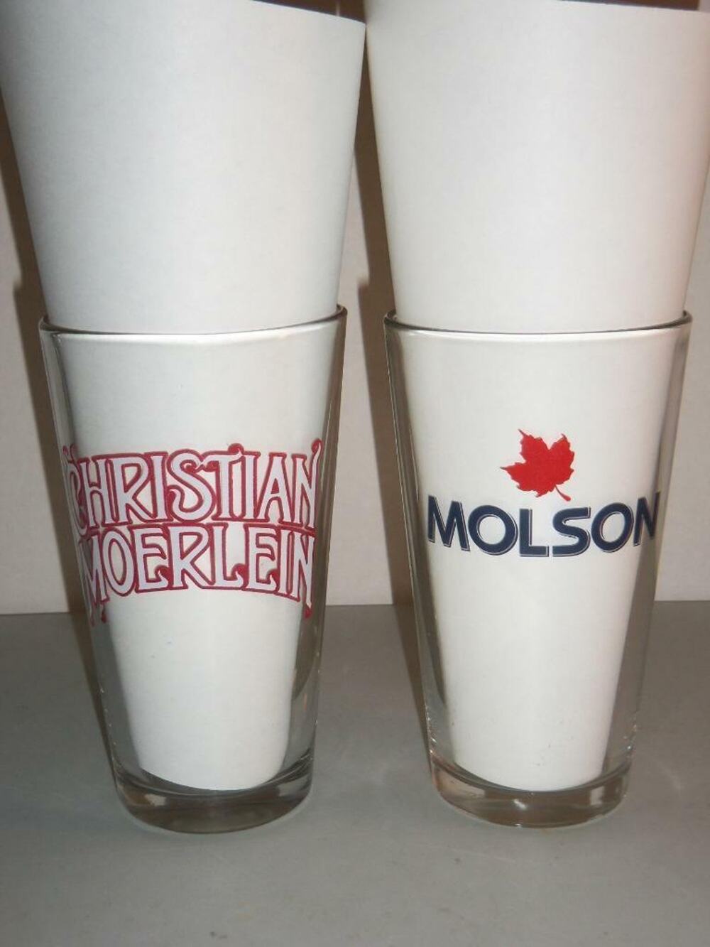 2 Pint Beer Glasses Christian Moerlein Molson Barware -061835